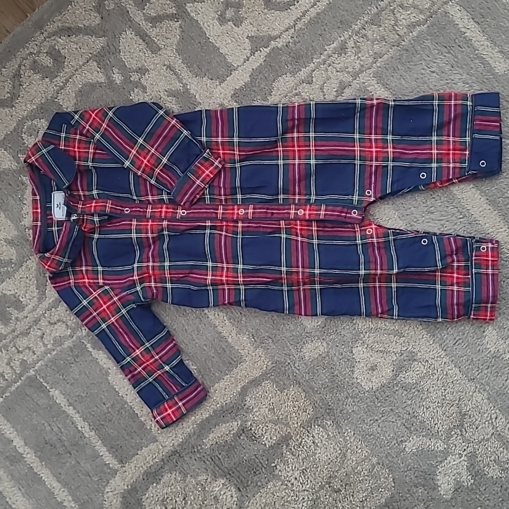 Petite Plume Flannel Cambridge Romper in Windsor Tarten